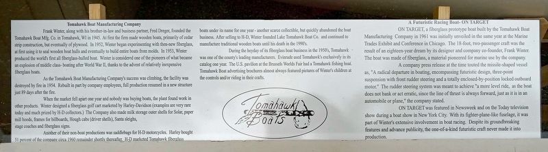 Tomahawk Boat Manufacturing Company Marker image. Click for full size.