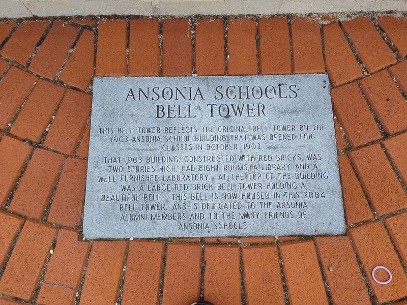 Ansonia Schools Bell Tower Marker. Click for full size. Ansonia Schools Bell Tower Marker image. Click for full size.