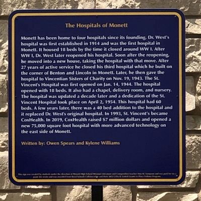 The Hospitals of Monett Marker image. Click for full size.