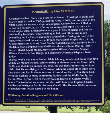 Memorializing Our Veterans Marker image. Click for full size.