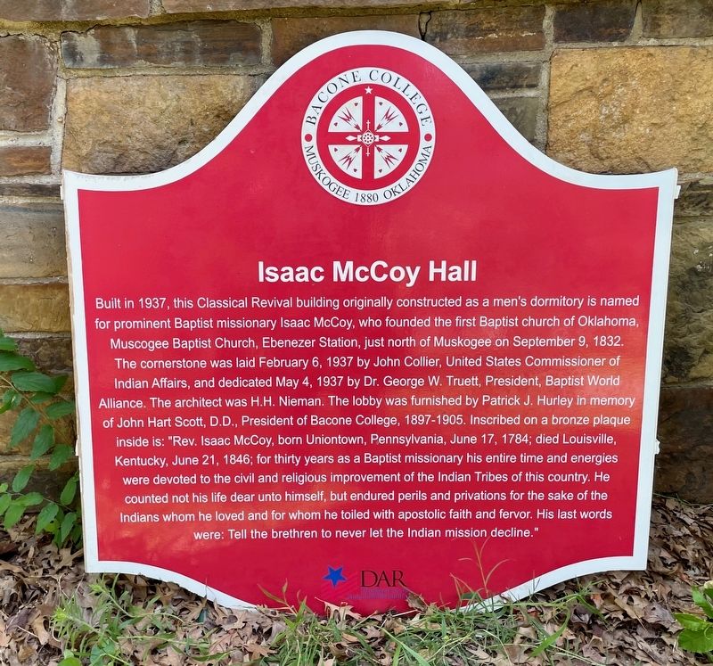 Isaac McCoy Hall Marker image. Click for full size.
