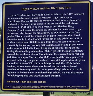 Logan McKee and the 4th of July 1911 Marker image. Click for full size.