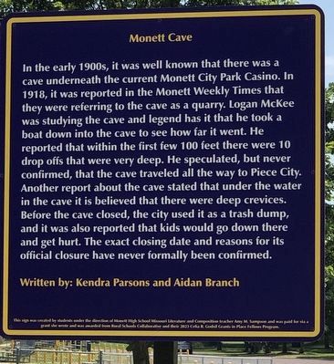 Monett Cave Marker. Click for full size. Monett Cave Marker image. Click for full size.