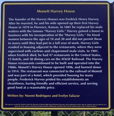 Monett Harvey House Marker image. Click for full size.