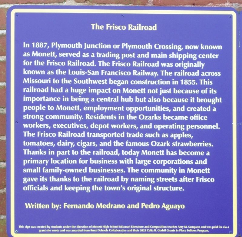 The Frisco Railroad Marker. Click for full size. The Frisco Railroad Marker image. Click for full size.