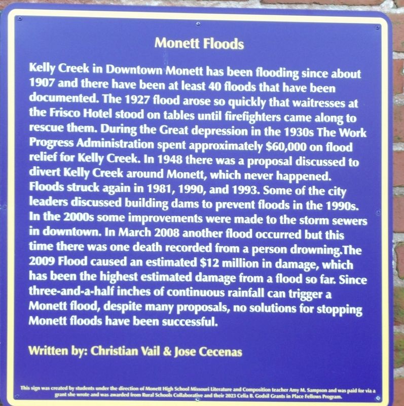 Monett Floods Marker. Click for full size. Monett Floods Marker image. Click for full size.