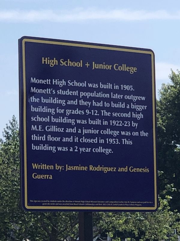 High School + Junior College Marker image. Click for full size.