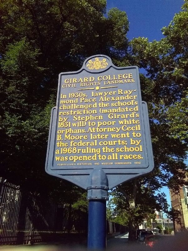 Girard College Marker. Click for full size. Girard College Marker image. Click for full size.