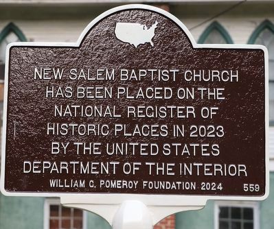 New Salem Baptist Church Marker. Click for full size. New Salem Baptist Church Marker image. Click for full size.