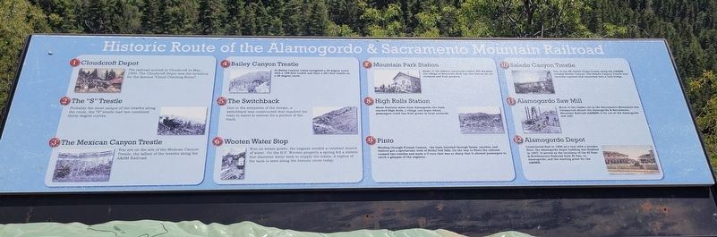 Historic Route of the Alamogordo & Sacramento Mountain Railroad Marker image. Click for full size.