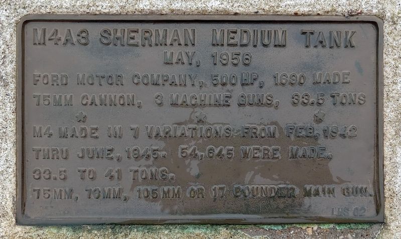 M4A3 Sherman Medium Tank Marker image. Click for full size.