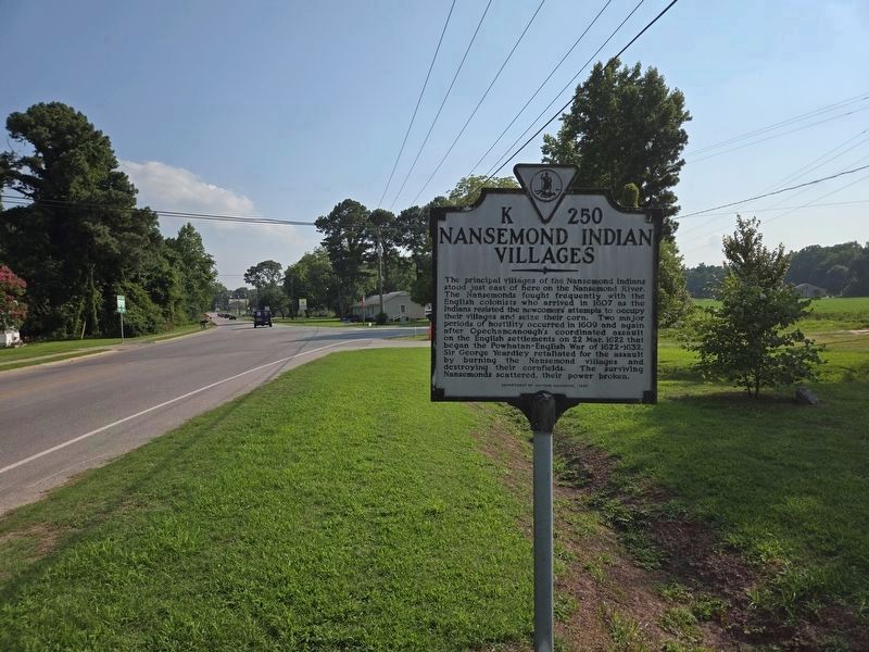 Vied view Nansemond Indian Villages Marker image. Click for full size.