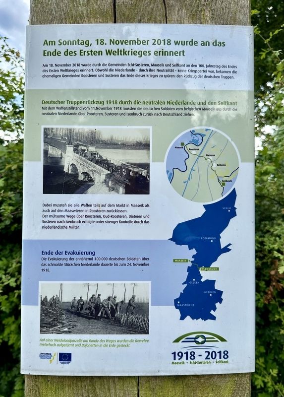 Das Ende des Ersten Weltkrieges errinnert / The End of the First World War Commemorated Marker image. Click for full size.