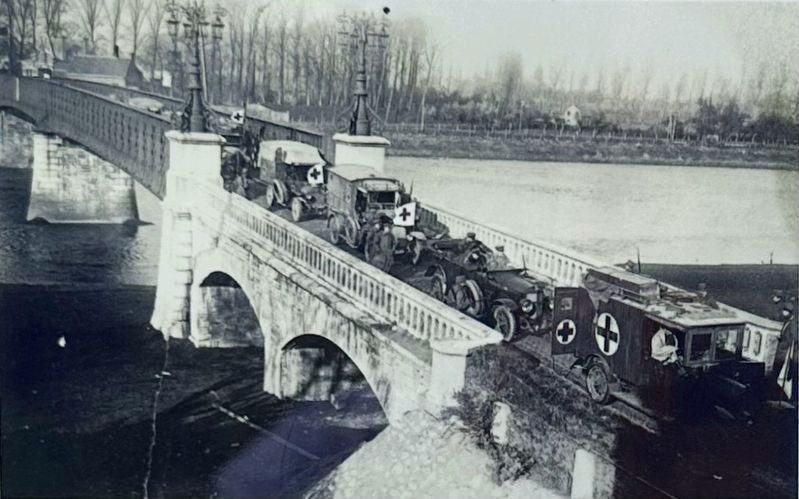 Marker inset photo: German troops evacuating image. Click for full size.