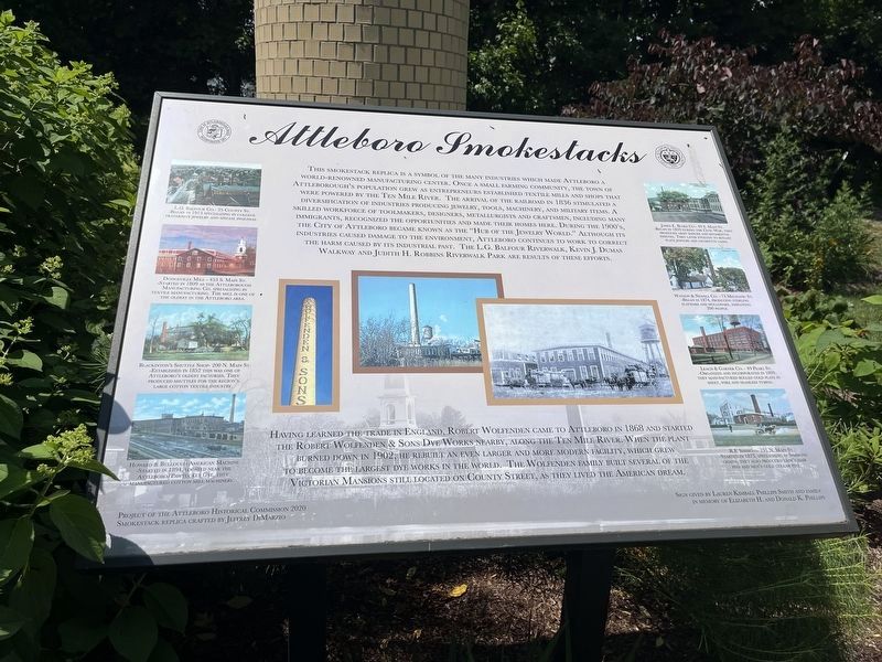 Attleboro Smokestacks Marker image. Click for full size.