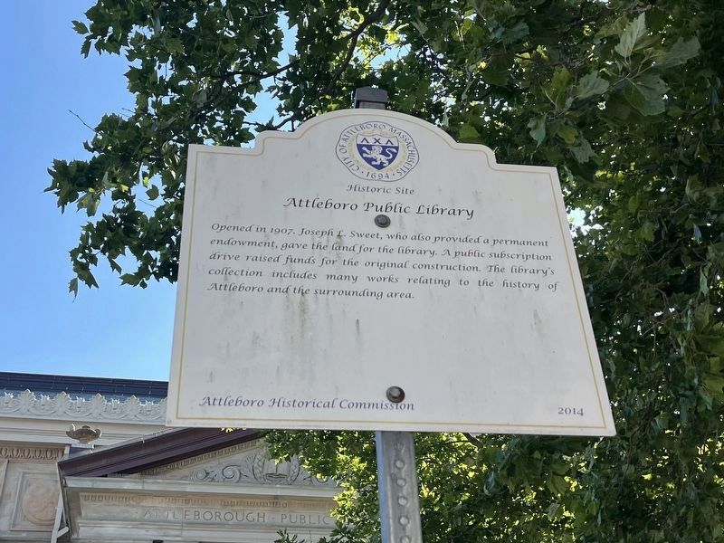 Attleboro Public Library Marker. Click for full size. Attleboro Public Library Marker image. Click for full size.