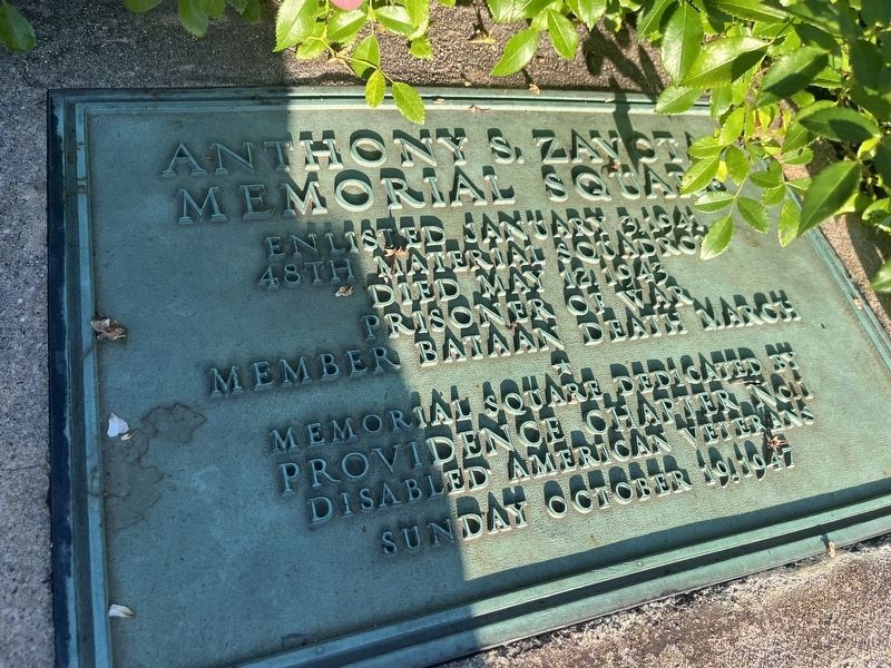 Anthony S. Zavota Memorial Square Marker. Click for full size. Anthony S. Zavota Memorial Square Marker image. Click for full size.