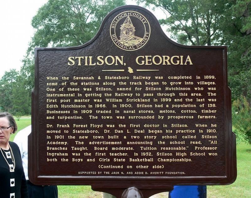 Stilson, Georgia Marker, side 1 image. Click for full size.