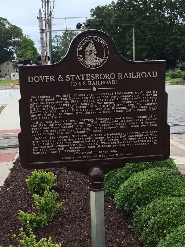 Dover & Statesboro Railroad Marker. Click for full size. Dover & Statesboro Railroad Marker image. Click for full size.