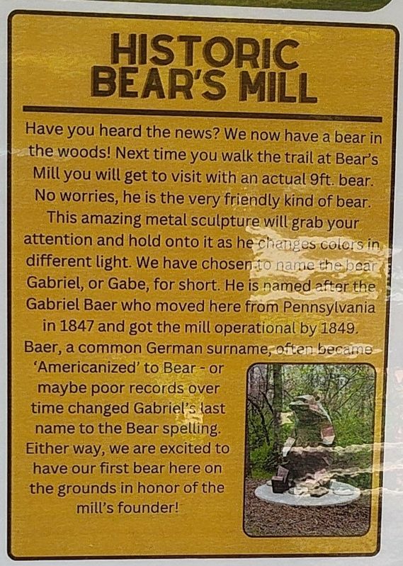 Bear's Mill Marker image. Click for full size.