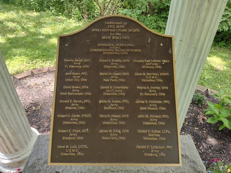 Dedicated to The Men Who Never Came Home by the Men Who Did Marker. Click for full size. Dedicated to The Men Who Never Came Home by the Men Who Did Marker image. Click for full size.