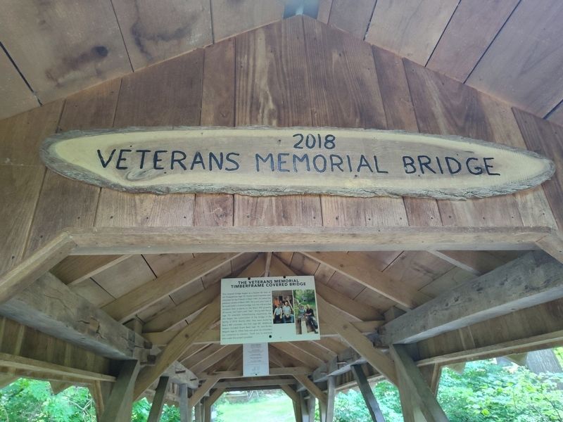 The Veterans Memorial Timberframe Covered Bridge Marker image. Click for full size.