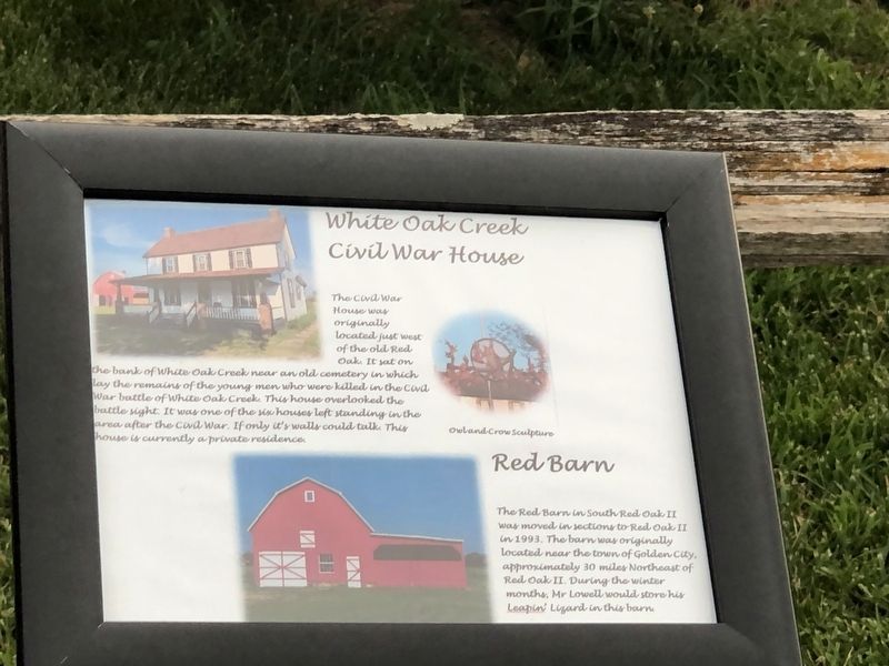 White Oak Creek Civil War House/Red Barn Marker. Click for full size. White Oak Creek Civil War House/Red Barn Marker image. Click for full size.