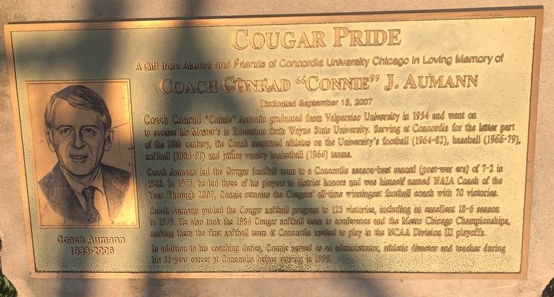 Coach Conrad "Connie" J. Aumann Marker image. Click for full size.