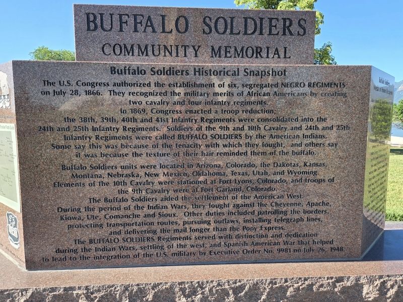 Buffalo Soldiers Community Memorial Marker. Click for full size. Buffalo Soldiers Community Memorial Marker image. Click for full size.