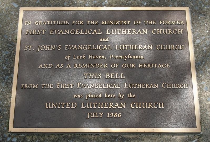 First Evangelical Lutheran Church Bell Marker image. Click for full size.