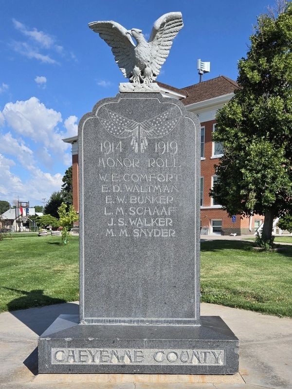 Cheyenne County World War I Memorial Marker image. Click for full size.