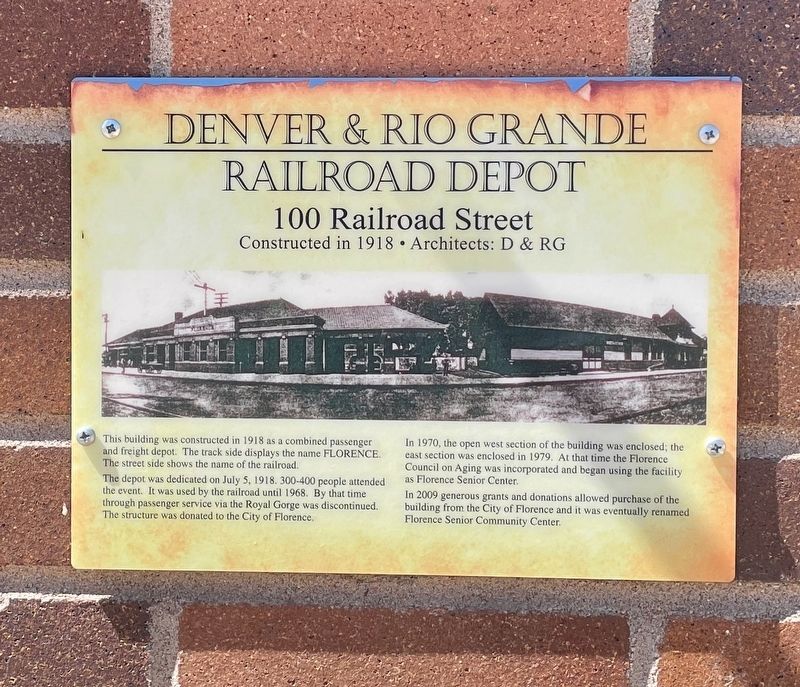 Denver & Rio Grande Railroad Depot Marker. Click for full size. Denver & Rio Grande Railroad Depot Marker image. Click for full size.