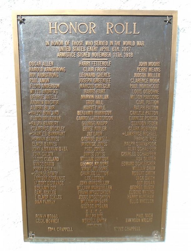 World War Honor Roll Marker. Click for full size. World War Honor Roll Marker image. Click for full size.