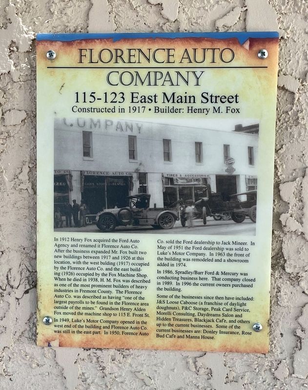 Florence Auto Company Marker image. Click for full size.
