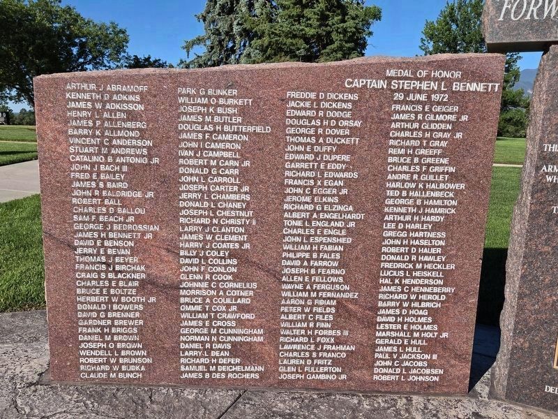 Forward Air Controllers monument Medal of Honor (left panel) image. Click for full size.
