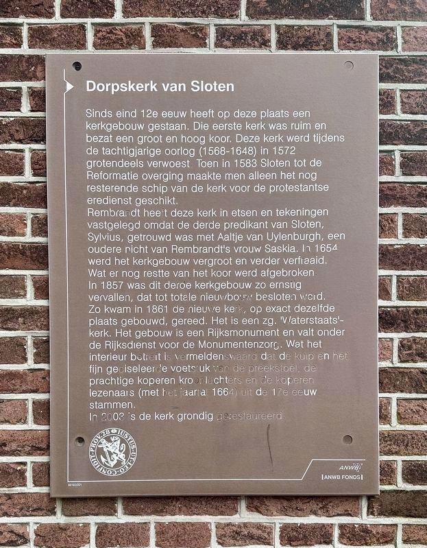 Dorpskerk van Sloten / Sloten Village Church Marker. Click for full size. Dorpskerk van Sloten / Sloten Village Church Marker image. Click for full size.