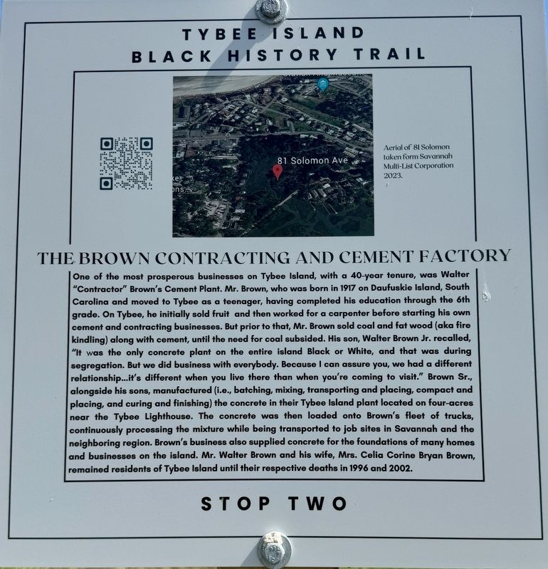 The Brown Contracting and Cement Factory Marker. Click for full size. The Brown Contracting and Cement Factory Marker image. Click for full size.