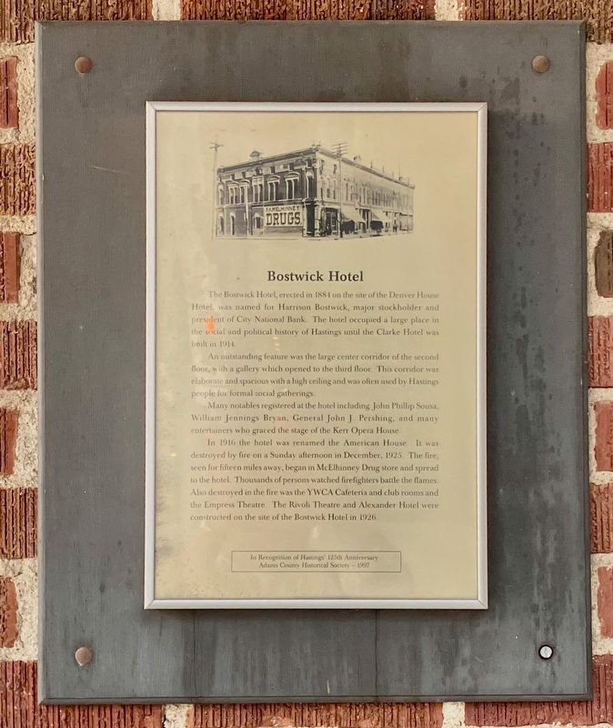 Bostwick Hotel Marker. Click for full size. Bostwick Hotel Marker image. Click for full size.