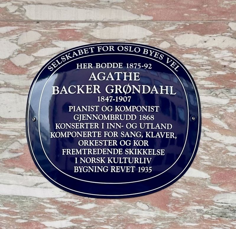 Agathe Backer Grøndahl Marker. Click for full size. Agathe Backer Grøndahl Marker image. Click for full size.