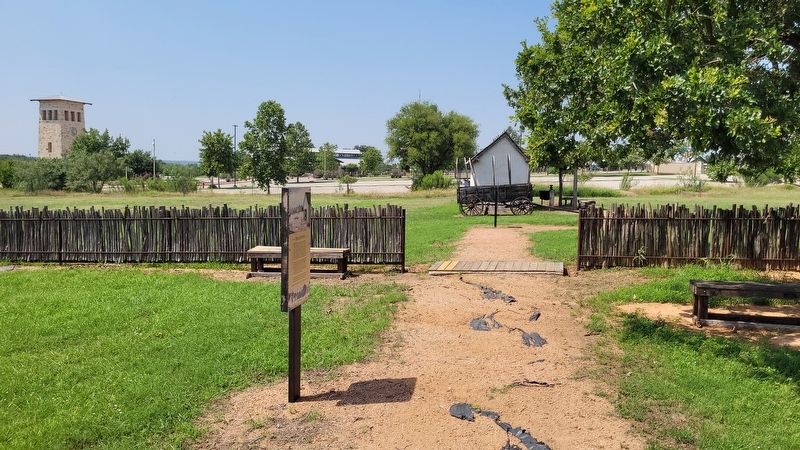 The Dragoons Marker along the trail in the fort image. Click for full size.