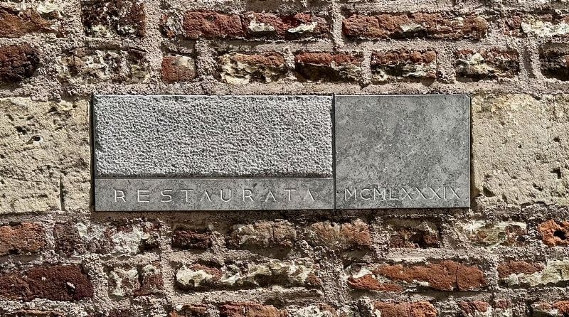 Restoration date stone (mentioned on the marker). Click for full size. Restoration date stone (mentioned on the marker) image. Click for full size.
