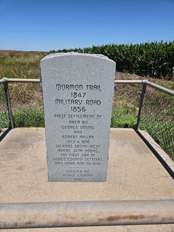 Mormon Trail 1847 / Military Road 1856 Marker. Click for full size. Mormon Trail 1847 / Military Road 1856 Marker image. Click for full size.