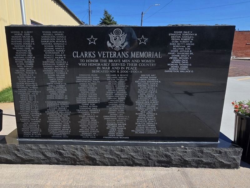Clarks Veterans Memorial Reverse. Click for full size. Clarks Veterans Memorial Reverse image. Click for full size.