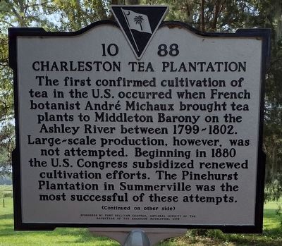 Charleston Tea Plantation Marker (side 1) image. Click for full size.