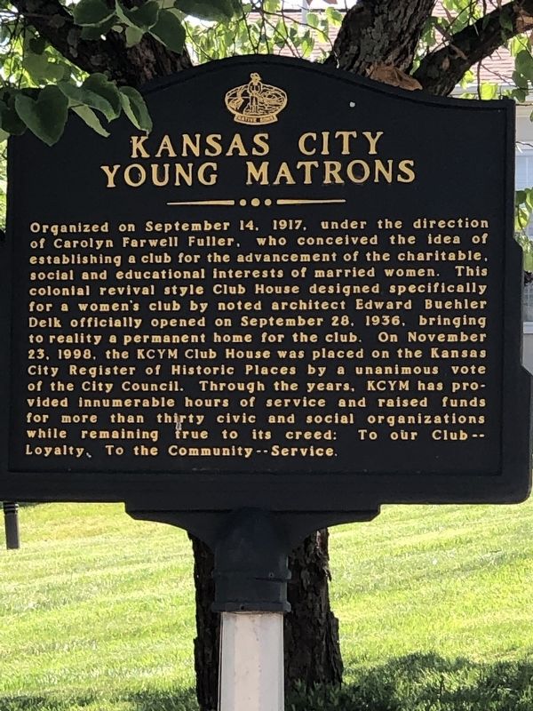 Kansas City Young Matrons Marker. Click for full size. Kansas City Young Matrons Marker image. Click for full size.