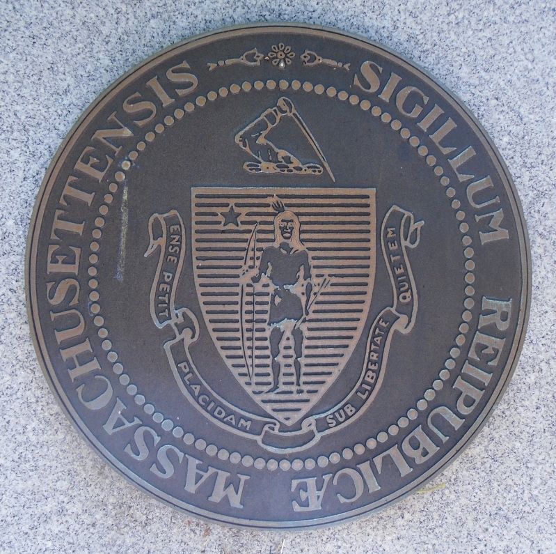 Massachusetts Seal on Memorial Obelisk image. Click for full size.