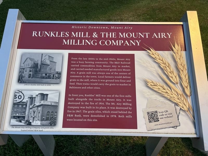 Runkles Mill & The Mount Airy Milling Company Marker image. Click for full size.