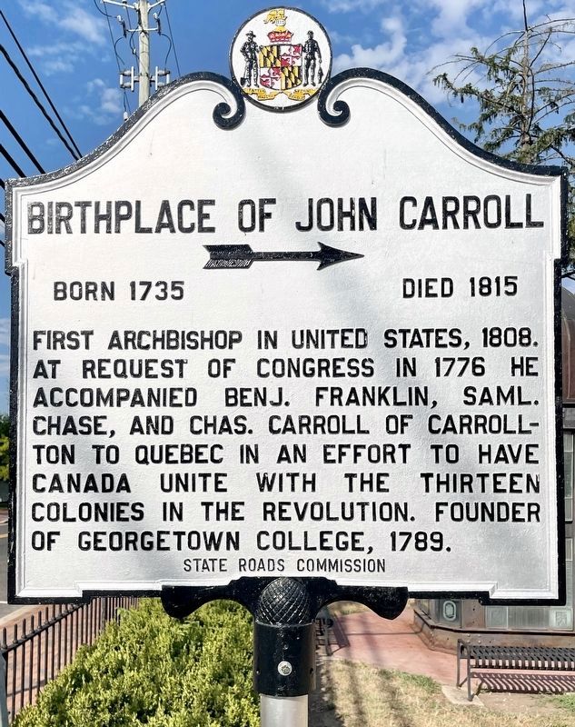 Birthplace of John Carroll Marker. Click for full size. Birthplace of John Carroll Marker image. Click for full size.