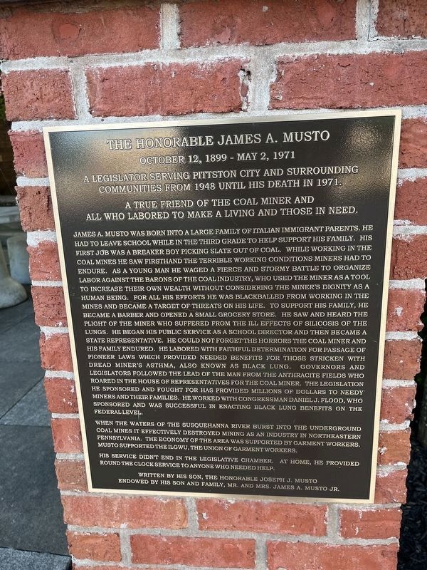The Honorable James A. Musto Marker. Click for full size. The Honorable James A. Musto Marker image. Click for full size.