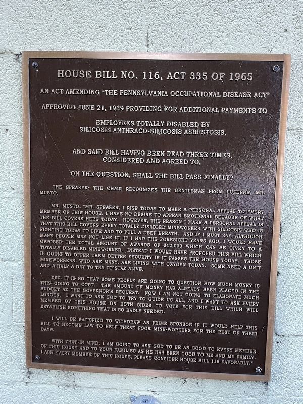The Honorable James A. Musto Marker [Second plaque] image. Click for full size.
